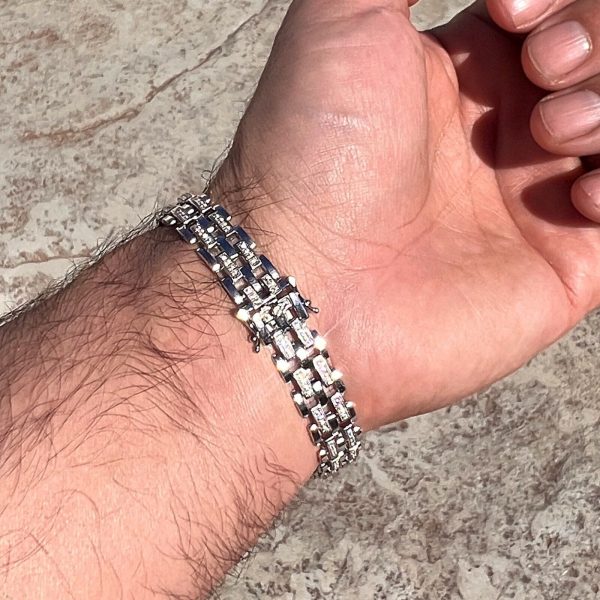 Mens 925 Sterling Silver Presidential Bracelet Iced Bling Out CZ 11MM Thick 8.5  For Cheap - Image 3