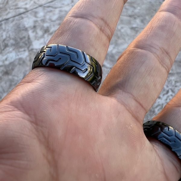 Black Zirconium Sports Car Biker Motorcycle Tire Tread Ring Supply - Image 5