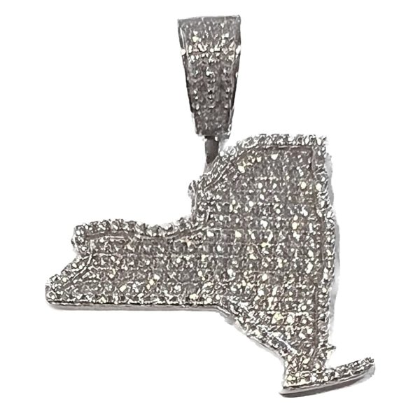 925 Sterling Silver State of New York CZ Iced NY Charm Pendant Supply