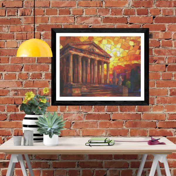 Ancient Greek Temple Stained Glass For Sale - Image 4