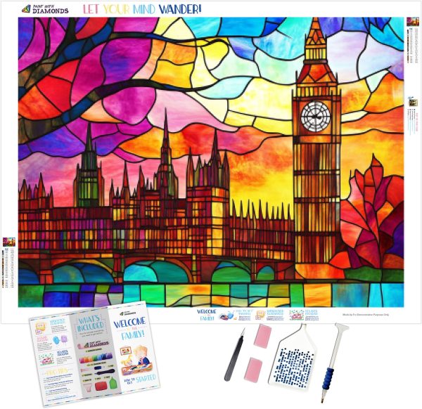 Vibrant Big Ben Stained Glass For Sale