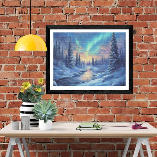 Enchanted Winter Landscape with Northern Lights Online Hot Sale - Image 4