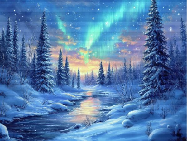 Enchanted Winter Landscape with Northern Lights Online Hot Sale - Image 5