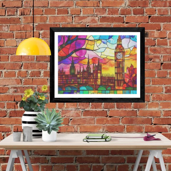 Vibrant Big Ben Stained Glass For Sale - Image 4