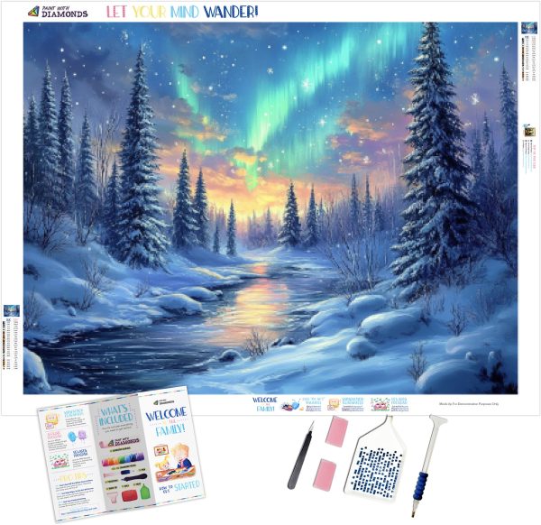 Enchanted Winter Landscape with Northern Lights Online Hot Sale