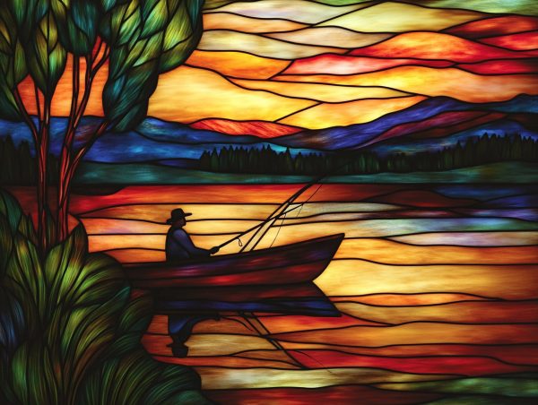 Boat On A Calm Lake At Sunset Discount - Image 2