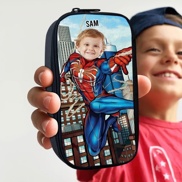 Custom Photo Gifts For Kid Pencil Case Upload Kid s Face & Hero 02XQMH150724 For Cheap - Image 2